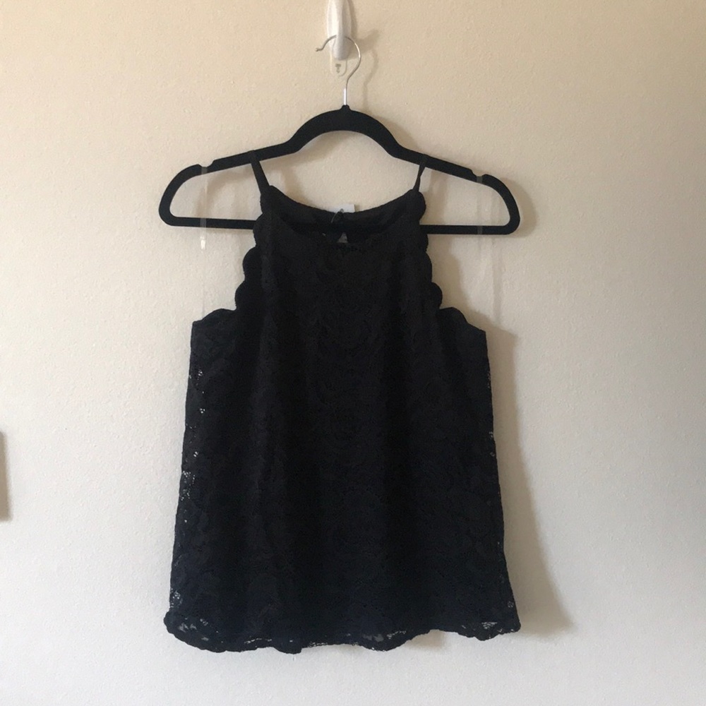 SOLD Lace scalloped high neck blouse